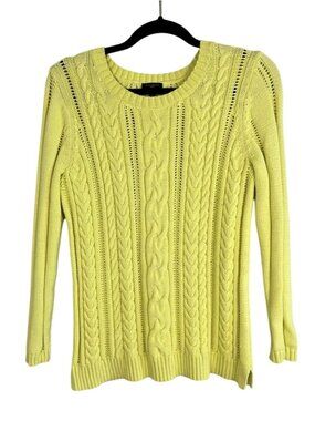 Colorful Chunky Cable Knit Sweater Yellow MP Academia Preppy Resort Classic Chic